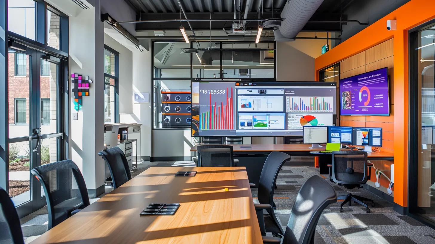 a sleek, modern office environment showcases a digital estate planning interface on a large monitor, featuring vibrant security graphics and charts, symbolizing the seamless integration of advanced permission controls for safeguarding digital legacies.