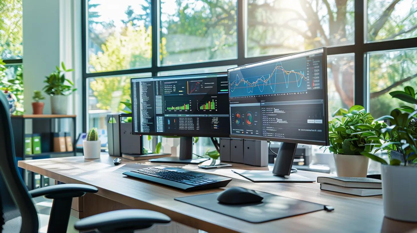 a sleek, modern office workspace showcases a high-tech digital interface with multiple screens displaying seamless integration between cloud storage, document scanning, and digital signature applications, emphasizing productivity and efficient estate management.
