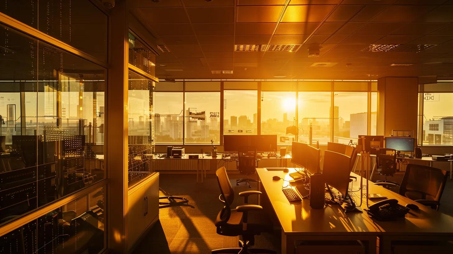 an imposing office environment showcases a high-tech data security operations center, featuring multiple screens displaying encryption algorithms and real-time security monitoring dashboards, emphasizing the advanced protection mechanisms that impact pricing for online document storage services.