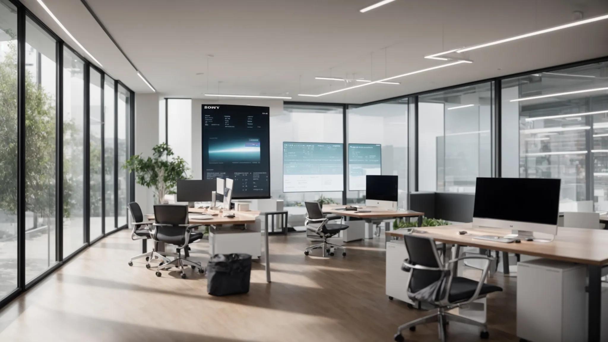 a modern office setting showcases a sleek digital display board featuring a detailed comparison table of secure cloud storage pricing models, emphasizing transparent and flexible plans that cater to both individual users and families.