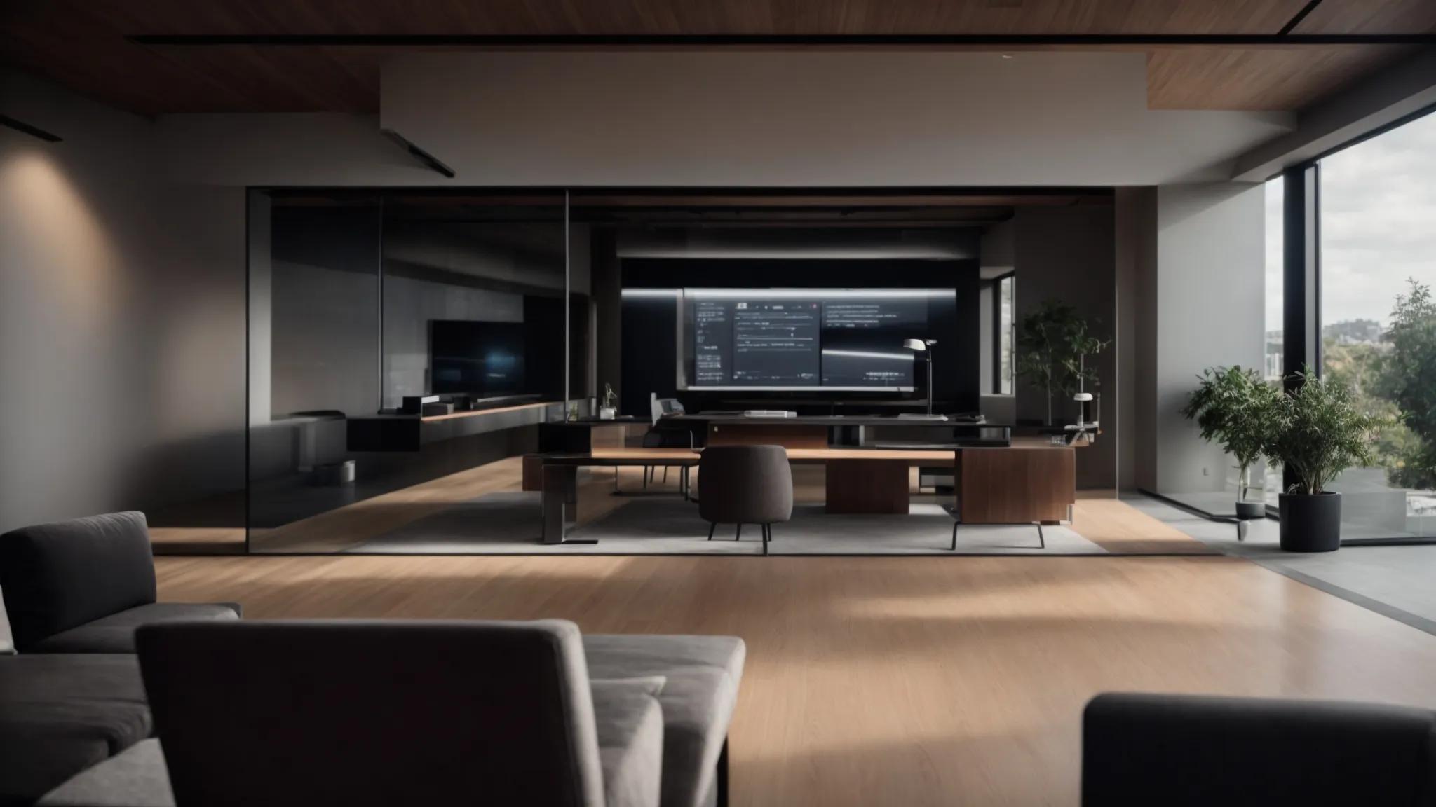 a sleek, modern office environment features a futuristic digital tablet showcasing a secure access interface for estate documents, symbolizing the balance of security and accessibility in managing a family's digital legacy.