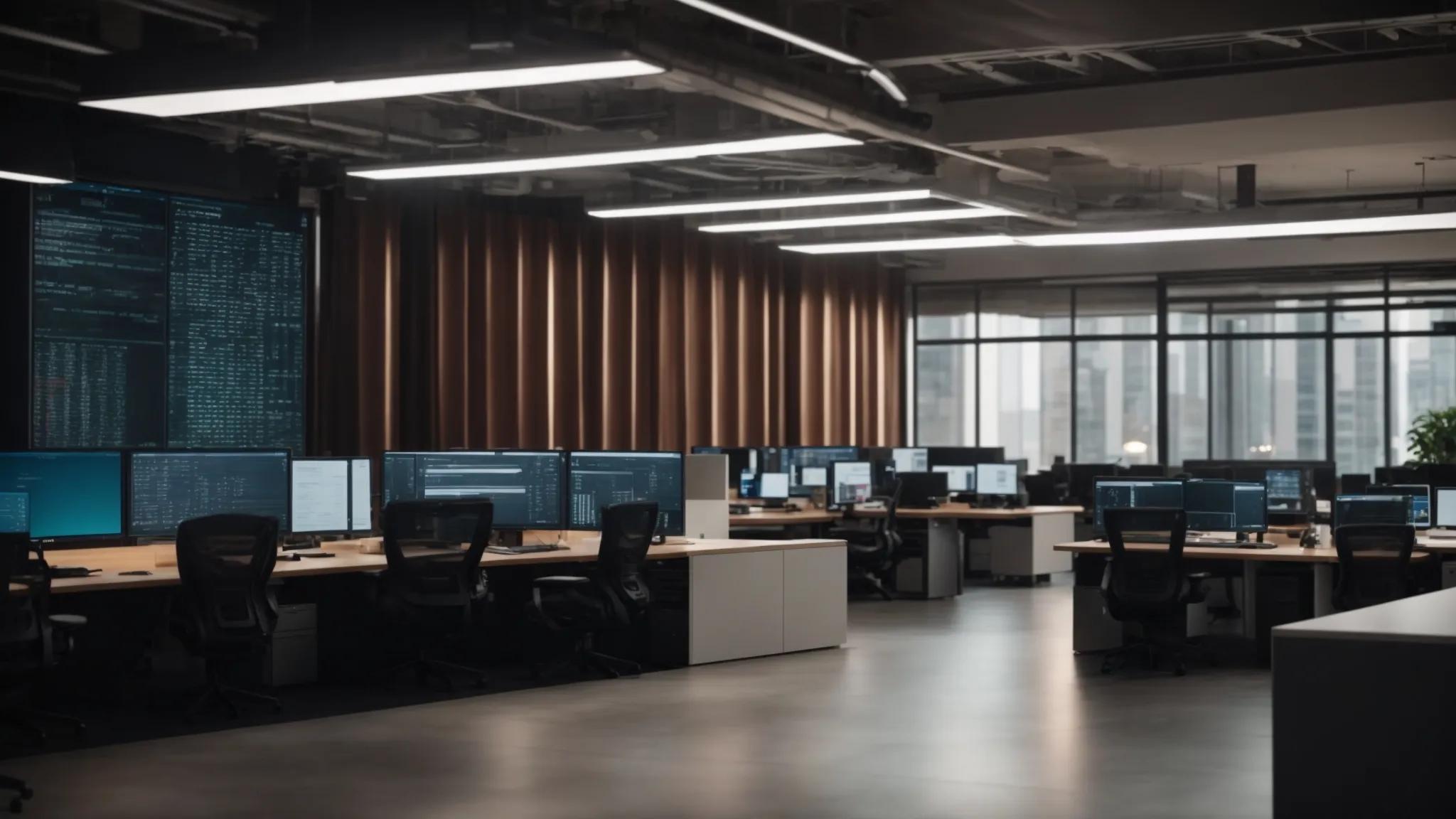 a sleek, modern office workspace features a high-tech computer monitor displaying a detailed permission matrix on the screen, illuminated by focused overhead lighting to emphasize the importance of secure file sharing access rights for estate planning.